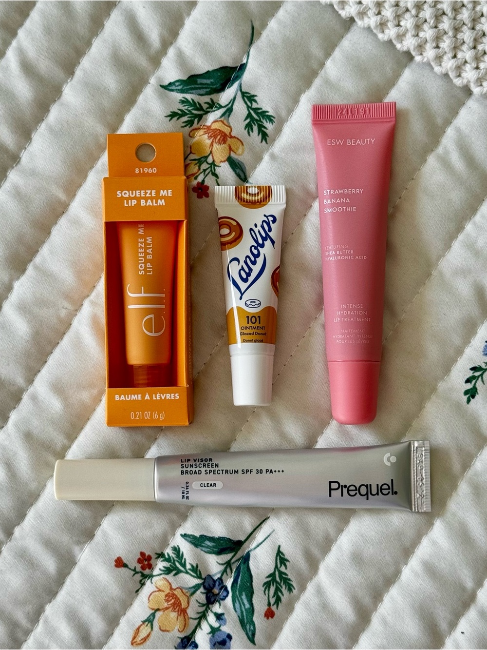 New Set of 4 Full Size & Travel Lip Balms & Glosses, Clear / Pink – Prequel, ELF